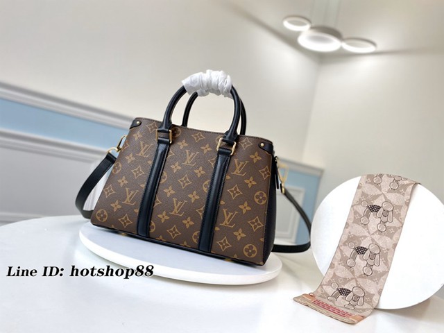 路易威登LV女包 M44898黑色 Open Handbag LV老花配皮手提肩背包 xxlv2381